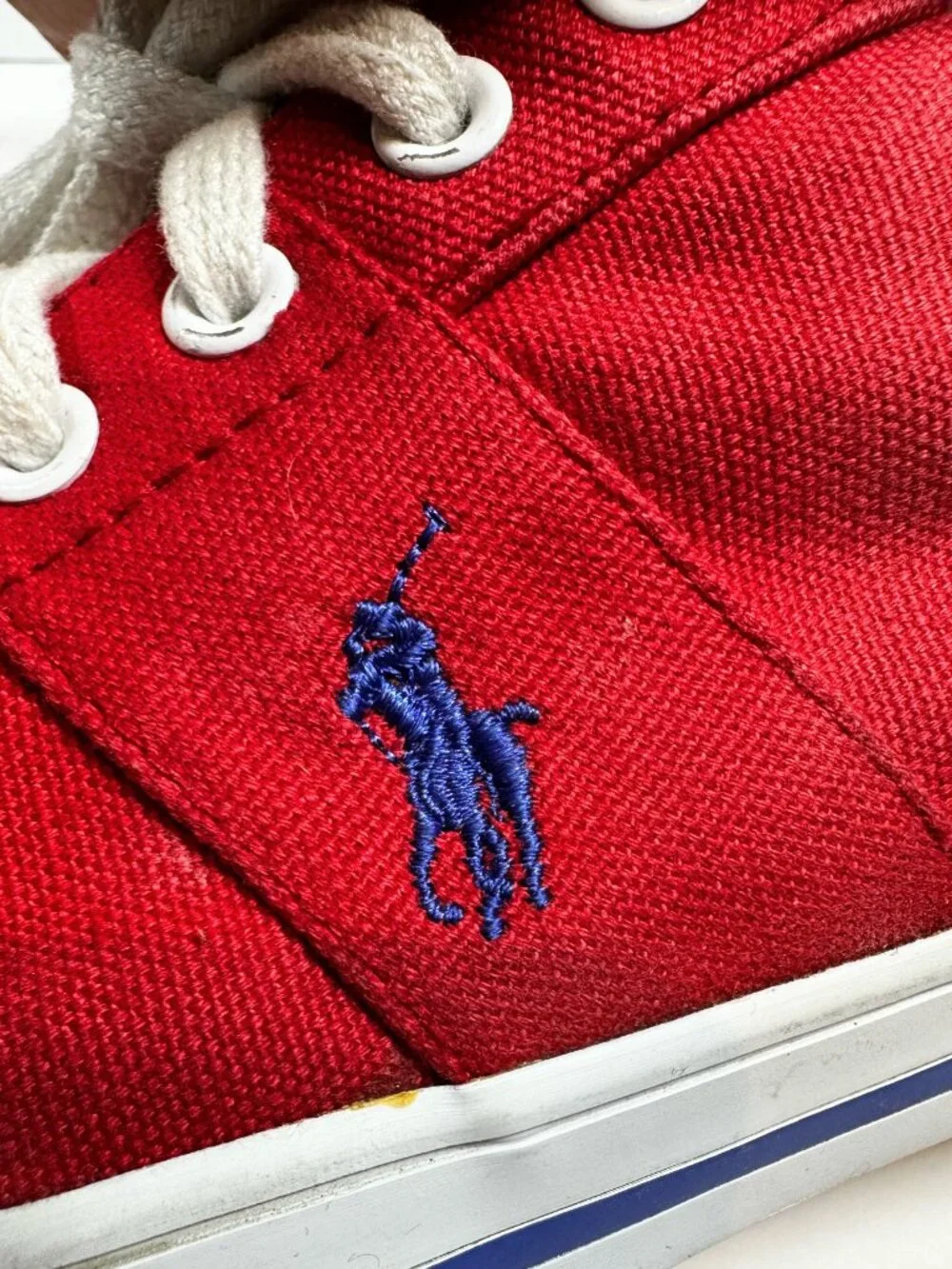 Polo By Ralph Lauren Red Humberto Canvas Sneakers Men's Sizez 9.5D Preppy Casual